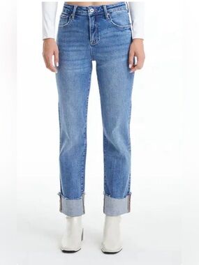 ✨Host pick✨A|X Armani Exchange Women's Dark Blue Cropped Cuffed Jeans